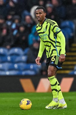 Gabriel of Arsenal Premier Lig maçı sırasında Burnley, Burnley 'e karşı Turf Moor, Burnley, İngiltere, 17 Şubat 202