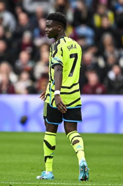 Arsenal 'den Bukayo Saka Premier Lig maçı sırasında Burnley, Burnley' e karşı Turf Moor, Burnley, İngiltere, 17 Şubat 202