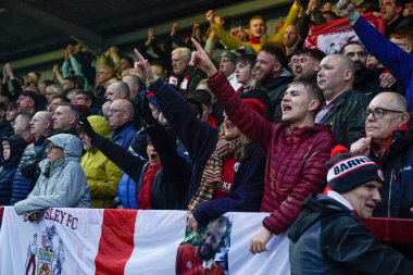 Barnsley taraftarları, 17 Şubat 202 'de İngiltere' nin Highbury Stadyumu 'nda Fleetwood Town' a karşı oynanan 1.