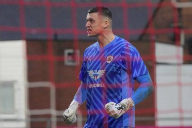 Barnsley 'den Liam Roberts, 17 Şubat 202' de İngiltere 'nin Highbury Stadyumu' nda Fleetwood Town 'a karşı oynanan 1.