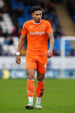 Blackpool takımından Jordan Lawrence-Gabriel, 17 Şubat 202 'de İngiltere' de Weston Homes Stadyumu 'nda oynanan 1.