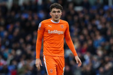 Blackpool takımından Kyle Joseph 17 Şubat 202 'de İngiltere' de Weston Homes Stadyumu 'nda oynanan 1.
