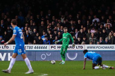 Blackpool takımından Daniel Grimshaw 17 Şubat 202 'de İngiltere' de Weston Homes Stadyumu 'nda oynanan 1.