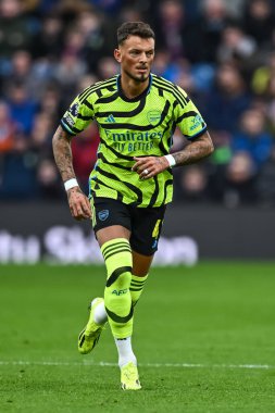 Arsenal 'den Ben White Premier Lig maçı sırasında Burnley ile Arsenal arasında 17 Şubat 202' de oynanan Turf Moor, Burnley, İngiltere maçında.
