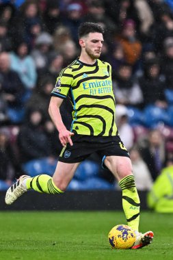 Arsenal 'den Declan Rice, 17 Şubat 202' de İngiltere 'nin Burnley-Arsenal maçında Premier Lig maçında sahada.