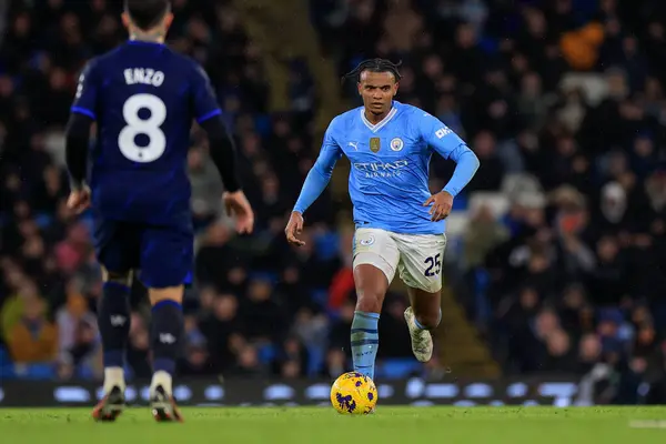 Manuel Akanji Dari Manchester City Bermain Dengan Bola Selama Pertandingan — Stok Foto