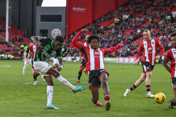 Brighton & Hove Albion takımından Simon Adingra, 18 Şubat 202 'de Bramall Lane, Sheffield, İngiltere' de oynanan Premier League maçında Sheffield United ve Hove Albion maçında 0-5 berabere kaldı.