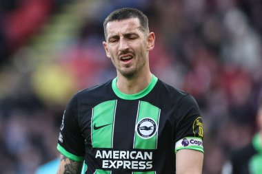 Brighton & Hove Albion 'dan Lewis Dunk Premier League maçında Sheffield United, Brighton ve Hove Albion' a karşı Bramall Lane, Sheffield, İngiltere, 18 Şubat 202