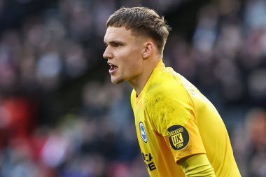Brighton & Hove Albion 'dan Bart Verbruggen Premier League maçı sırasında Sheffield United ile Brighton ve Hove Albion Bramall Lane, Sheffield, İngiltere, 18 Şubat 202