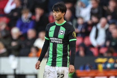Brighton & Hove Albion takımından Kaoru Mitoma Premier Lig karşılaşmasında Sheffield United ile Brighton ve Hove Albion Bramall Lane, Sheffield, İngiltere, 18 Şubat 202