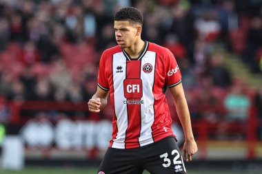 Sheffield United takımından William Osula, 18 Şubat 202 'de İngiltere' nin Sheffield Lane kentinde oynanan Premier League maçında Sheffield United ve Hove Albion maçına bakıyor.