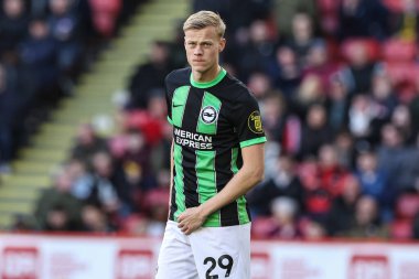 Brighton & Hove Albion takımından Jan Paul van Hecke 18 Şubat 202 'de Bramall Lane, Sheffield, İngiltere' de Sheffield United ve Hove Albion maçında