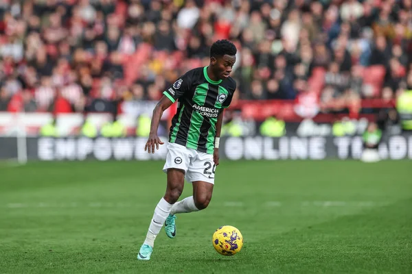 Brighton & Hove Albion takımından Simon Adingra, 18 Şubat 202 'de Bramall Lane, Sheffield, İngiltere' de oynanan Premier League maçında Sheffield United ve Hove Albion 'a karşı oynamıştır.