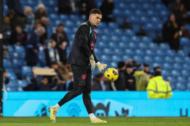 Manchester City 'den Ederson Premier League maçı sırasında Manchester City, Etihad Stadyumu' nda Brentford 'a karşı, 20 Şubat 202