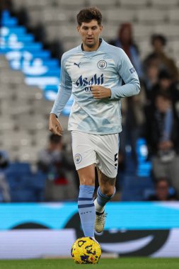 Manchester City 'den John Stones Premier League maçında ısınma turunda Manchester City, Etihad Stadyumu' nda Brentford 'a karşı 20 Şubat 202' de