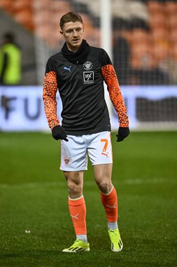 Blackpool 'dan George Byers Bristol Street Motors' un yarı final yarı final karşılaşması öncesinde Bloomfield Road, Blackpool, Birleşik Krallık 'ta oynanan maç öncesi ısınma maçında