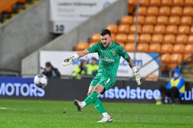 Blackpool 'dan Richard O' Donnell 20 Şubat 202 'de Bloomfield Road, Blackpool, Birleşik Krallık' ta oynanan Bristol Street Motors yarı final karşılaşmasında topa vuruyor.