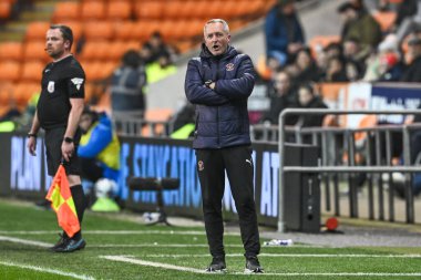 Neil Critchley, Blackpool 'un yöneticisi Bristol Street Motors Yarı Final Maçı' nda Blackpool-Peterborough United 'a karşı Bloomfield Road, Blackpool, İngiltere, 20 Şubat 202