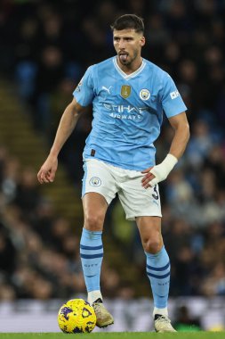 Manchester City ile Brentford arasındaki Premier League maçı sırasında Manchester City 'den Rben Dias, Etihad Stadyumu' nda, 20 Şubat 2024