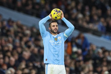 Manchester City 'den Kyle Walker, 20 Şubat 202' de Etihad Stadyumu 'nda Manchester City' nin Brentford 'a karşı oynadığı Premier League maçında mücadele etti.