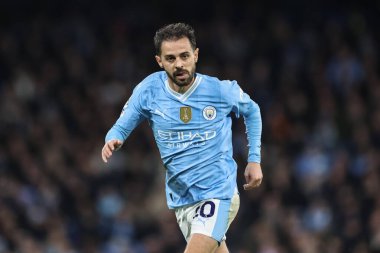 Manchester City 'den Bernardo Silva Premier Lig maçı sırasında Etihad Stadyumu' nda Manchester City ile Brentford arasındaki maçta, 20 Şubat 202