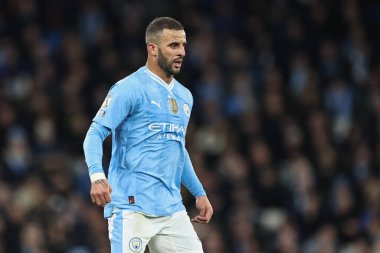 Manchester City 'den Kyle Walker Premier League maçı sırasında Manchester City ile Brentford arasında Etihad Stadyumu, Manchester, İngiltere, 20 Şubat 202