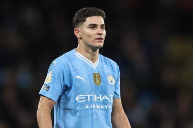 Manchester City 'den Julin Ivarez Premier League maçında Manchester City, Etihad Stadyumu' nda Brentford 'a karşı, 20 Şubat 2024