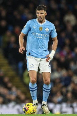 Manchester City 'den Rben Dias Premier League maçında topu Manchester City ile Brentford' a karşı Etihad Stadyumu, Manchester, İngiltere, 20 Şubat 2024