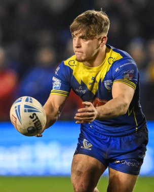 Warrington Wolves 'tan Leon Hayes, 23 Şubat 202' de Warrington Wolves 'a karşı Hull FC' nin oynadığı Betfred Süper Lig karşılaşmasında sahada.