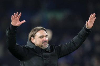 Leeds United 'ın Daniel Farke teknik direktörü, Leeds United ile Leicester City arasındaki Sky Bet Şampiyonası maçını 23 Şubat 202' de Leeds Road, İngiltere 'de kutluyor.