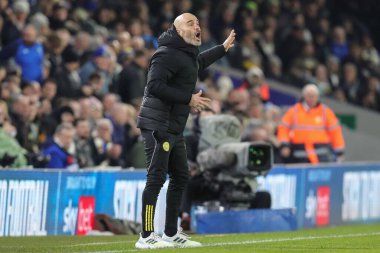 Enzo Maresca manager of Leicester City gestures and reacts during the Sky Bet Championship match Leeds United vs Leicester City at Elland Road, Leeds, United Kingdom, 23rd February 202 clipart