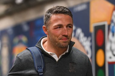 Sam Burgess Warrington Wolves 'un baş antrenörü, 23 Şubat 202' de Warrington, Warrington 'daki Halliwell Jones Stadyumu' nda oynanan Warrington Wolves vs Hull FC maçında Betfred Süper Lig 2.