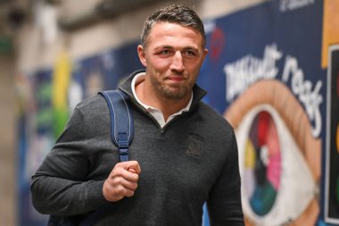 Sam Burgess Warrington Wolves 'un baş antrenörü, 23 Şubat 202' de Warrington, Warrington 'daki Halliwell Jones Stadyumu' nda oynanan Warrington Wolves vs Hull FC maçında Betfred Süper Lig 2.
