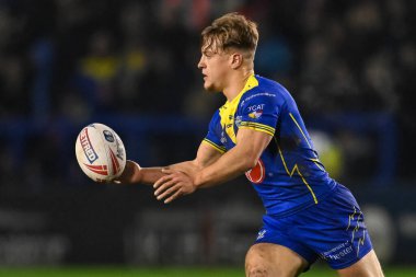 Warrington Wolves 'tan Leon Hayes, 23 Şubat 202' de Warrington Wolves 'a karşı Hull FC' nin oynadığı Betfred Süper Lig karşılaşmasında sahada.