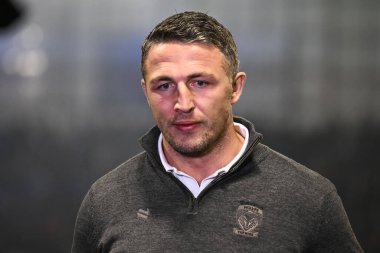 Sam Burgess Warrington Wolves 'un baş antrenörü Betfred Süper Lig 2. Raundu öncesinde Warrington Wolves Hull FC' ye karşı Halliwell Jones Stadyumu, Warrington, Birleşik Krallık, 23 Şubat 202