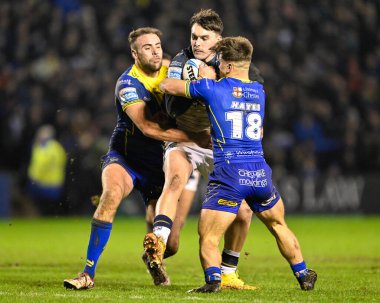 Jordan Lane Hull FC, Warrington Wolves 'tan Leon Hayes tarafından Halliwell Jones Stadyumu, Warrington, Birleşik Krallık, 23 Şubat 202' de oynanan Betfred Süper Lig 2.