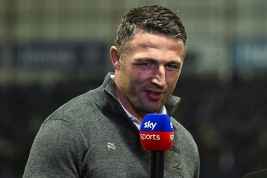 Sam Burgess Warrington Wolves 'un baş antrenörü Betfred Süper Lig 2. tur müsabakasında Warrington Wolves, Hull FC' ye karşı Halliwell Jones Stadyumu, Warrington, Birleşik Krallık, 23 Şubat 202