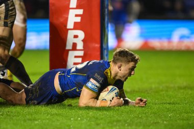 Warrington Wolves 'tan Sam Powell, 23 Şubat 202' de Warrington Jones Stadyumu 'nda oynanan Warrington Wolves vs Hull FC maçında, Betfred Süper Lig 2.