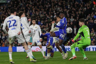 Leicester City 'den Patson Daka bir gol attı ama Gök İddia Şampiyonası' nın ikinci yarısında ofsayt için izin verilmedi. Leeds United, Leicester City 'ye karşı, Elland Road, Leeds, Birleşik Krallık, 23 Şubat 202