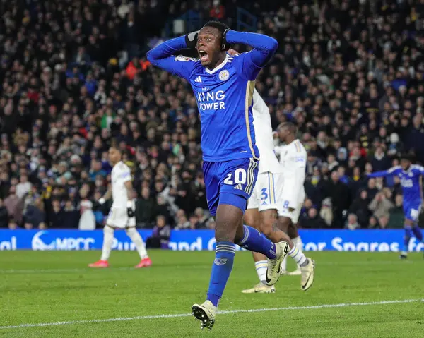Patson Daka Leicester City Shock Reaction Seeing His Goal Ruled — Stock Photo, Image