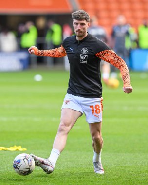 Blackpool 'dan Jake Beesley 24 Şubat 202' de Blackpool, İngiltere 'deki Bloomfield Road' da oynanan Blackpool-Bolton Wanderers maçı öncesinde oynanan maç öncesi ısınma maçında