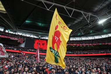 Carabao Kupası finalinde 97 bayrağı için bir adalet maçı Chelsea ile Liverpool arasında Wembley Stadyumu, Londra, Birleşik Krallık, 25 Şubat 202
