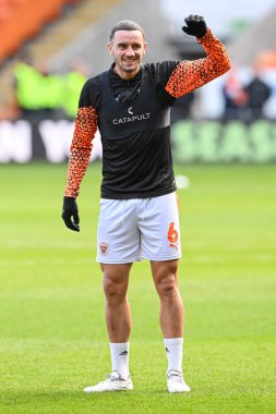 Blackpool 'dan Oliver Norburn 24 Şubat 202' de Bloomfield Road, Blackpool 'da oynanan Blackpool-Bolton Wanderers maçının öncesinde oynanan maç öncesi ısınma maçında