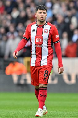 Sheffield United takımından Gustavo Hamer Premier League maçında Wolverhampton Wanderers, Sheffield United 'a karşı Molineux, Wolverhampton, Birleşik Krallık' ta, 25 Şubat 202