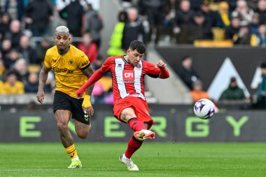 Sheffield United takımından Gustavo Hamer, Premier League maçında Wolverhampton Wanderers - Sheffield United maçında Molineux, Wolverhampton, Birleşik Krallık 'ta 25 Şubat 202 tarihinde pas attı.