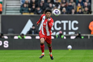 Sheffield United takımından Rhian Brewster, Premier League maçında Molineux, Wolverhampton, Birleşik Krallık 'ta Wolverhampton Wanderers - Sheffield United maçında topu aldı.