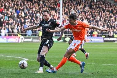 Blackpool 'dan Kyle Joseph, 24 Şubat 202' de Bloomfield Road, Blackpool 'da oynanan Blackpool-Bolton Wanderers maçında kalede şut çekti.