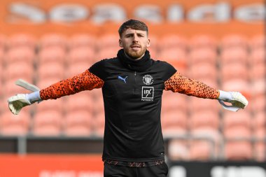 Blackpool 'dan Daniel Grimshaw 24 Şubat 202' de Blackpool, İngiltere 'deki Bloomfield Road' da oynanan Blackpool-Bolton Wanderers maçı öncesinde oynanan maç öncesi ısınma maçında
