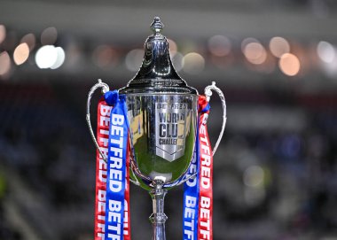 Dünya Kulüpler Kupası karşılaşması öncesinde, Wigan Warriors - Penrith Panthers maçında Wigan, Wigan, Birleşik Krallık 'ta 24 Şubat 202 tarihinde oynanan Dünya Kulüpler Kupası karşılaşmasında