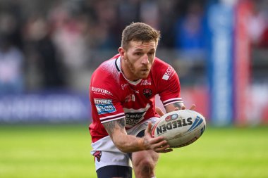 Salford Red Devils 'den Marc Sneyd, 25 Şubat 202' de İngiltere 'de oynanan Betfred Süper Lig karşılaşmasında Salford Red Devils, Castleford Tigers' a karşı Salford Community Stadyumu 'nda maç yapıyor.